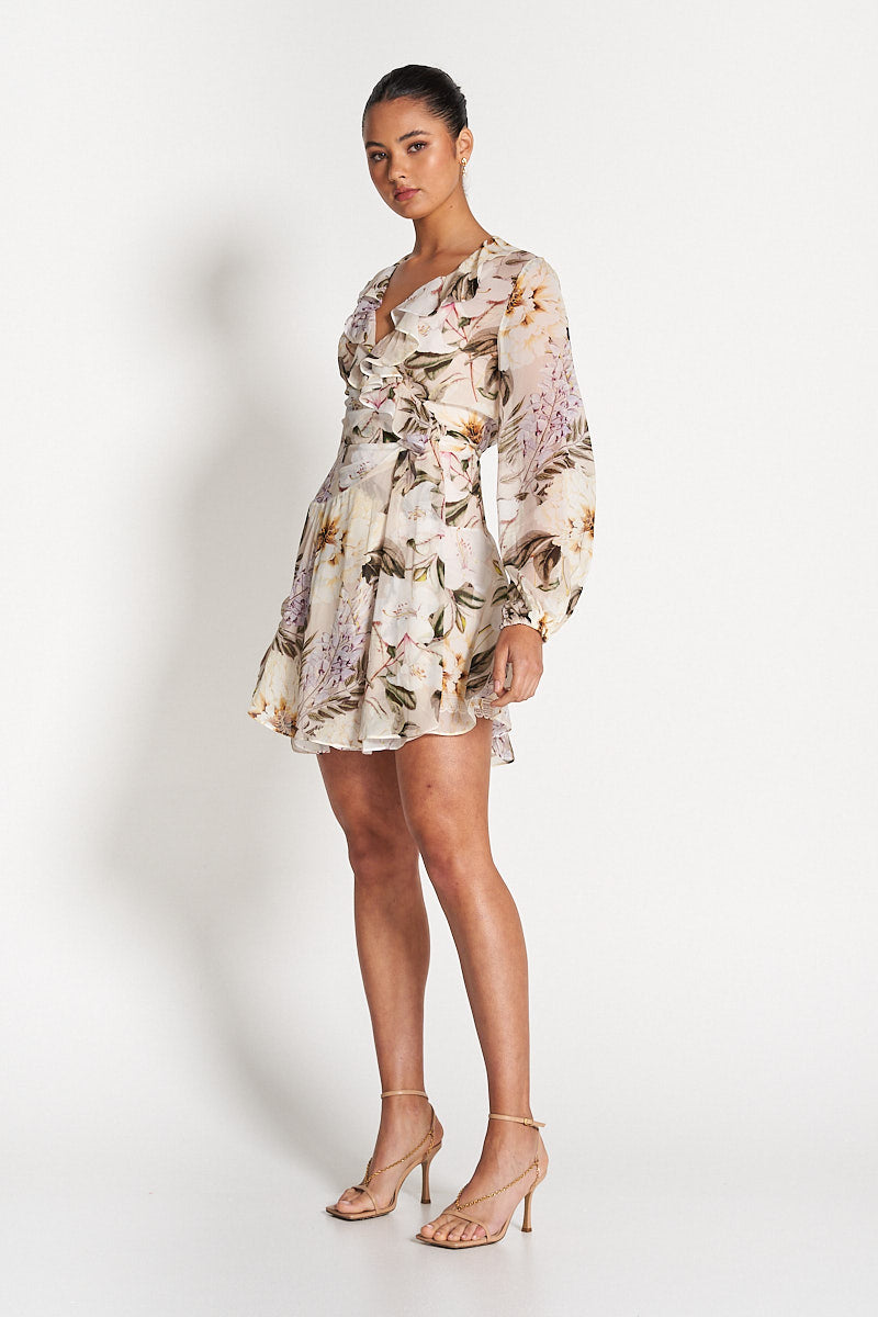 ARABELLA FRILL WRAP DRESS - Flora Print Dresses SOFIA The Label 