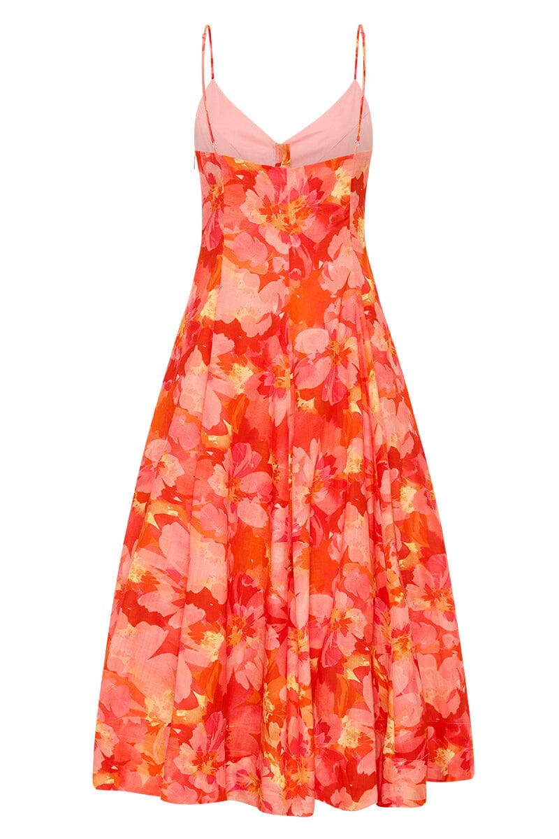 EVIE MIDI DRESS - Red & Pink Floral Dresses SOFIA The Label 