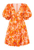 AIMEE PUFF SLEEVE MINI DRESS - Orange Bloom Dresses SOFIA The Label 