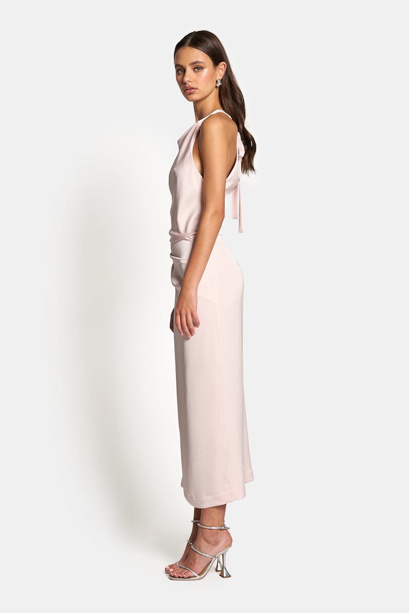AMELIE HIGH NECK SATIN DRESS - Blush Dresses SOFIA The Label 