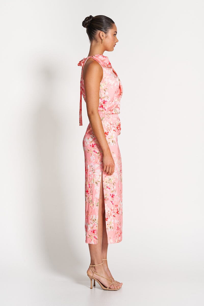 Aimee Pink Floral Maxi Halter Dress – Beginning Boutique US