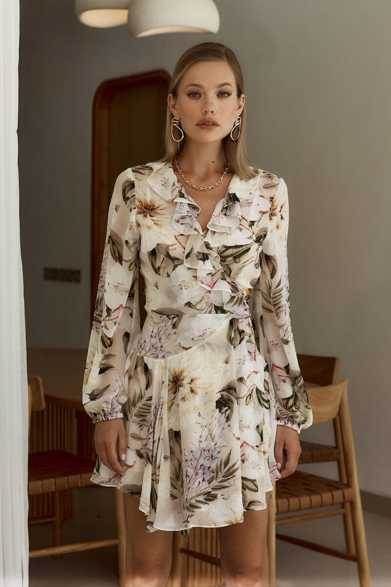 ARABELLA FRILL WRAP DRESS - Flora Print Dresses SOFIA The Label 