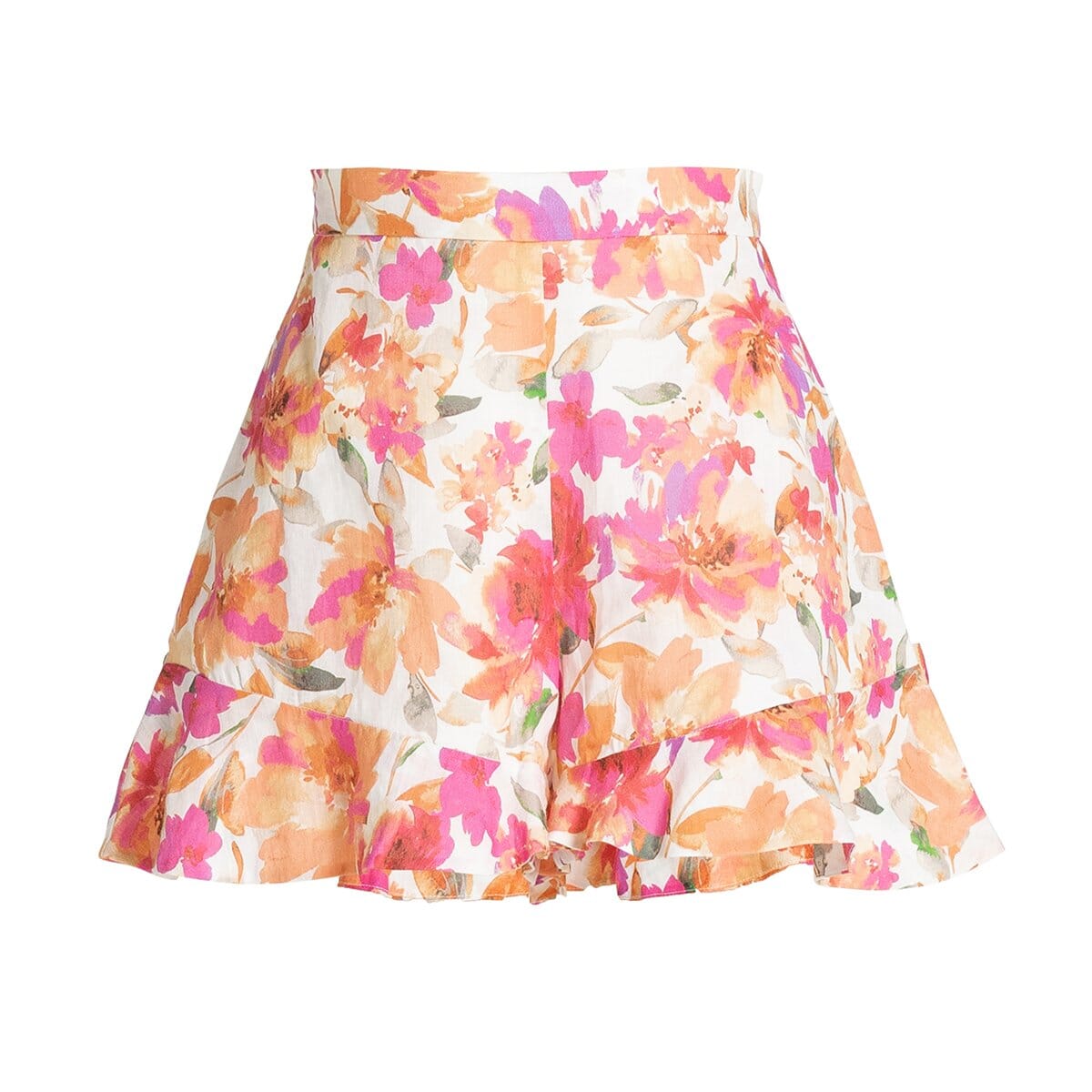 BLOSSOM FRILL SHORT - Pink Peach Floral Shorts SOFIA The Label 
