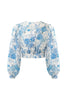 Load image into Gallery viewer, CAPRI LONG SLEEVE CROP TOP - Sky Blue Floral Shirts &amp; Tops SOFIA The Label 