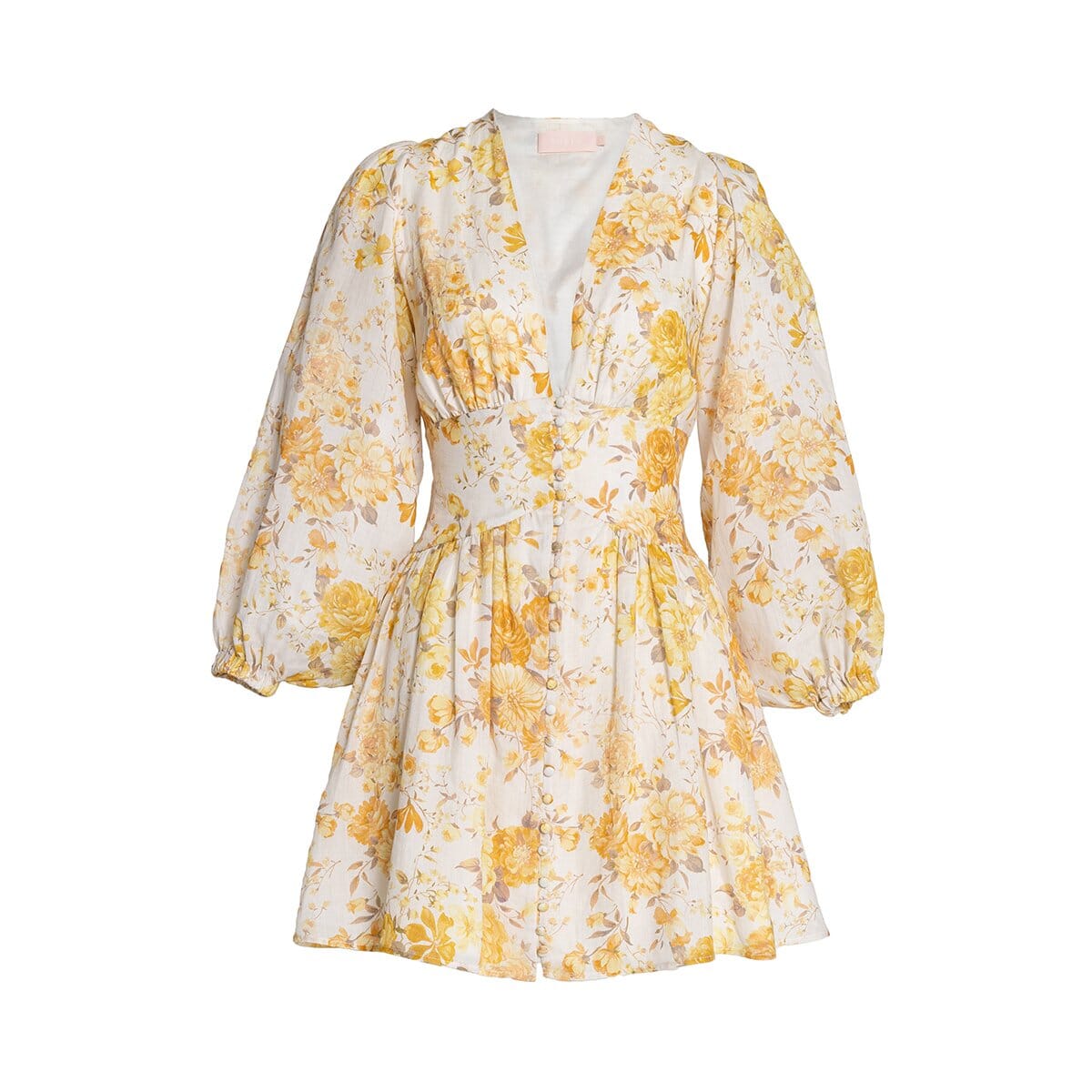 CAPRI LONG SLEEVE MINI DRESS - Yellow Floral – SOFIA The Label