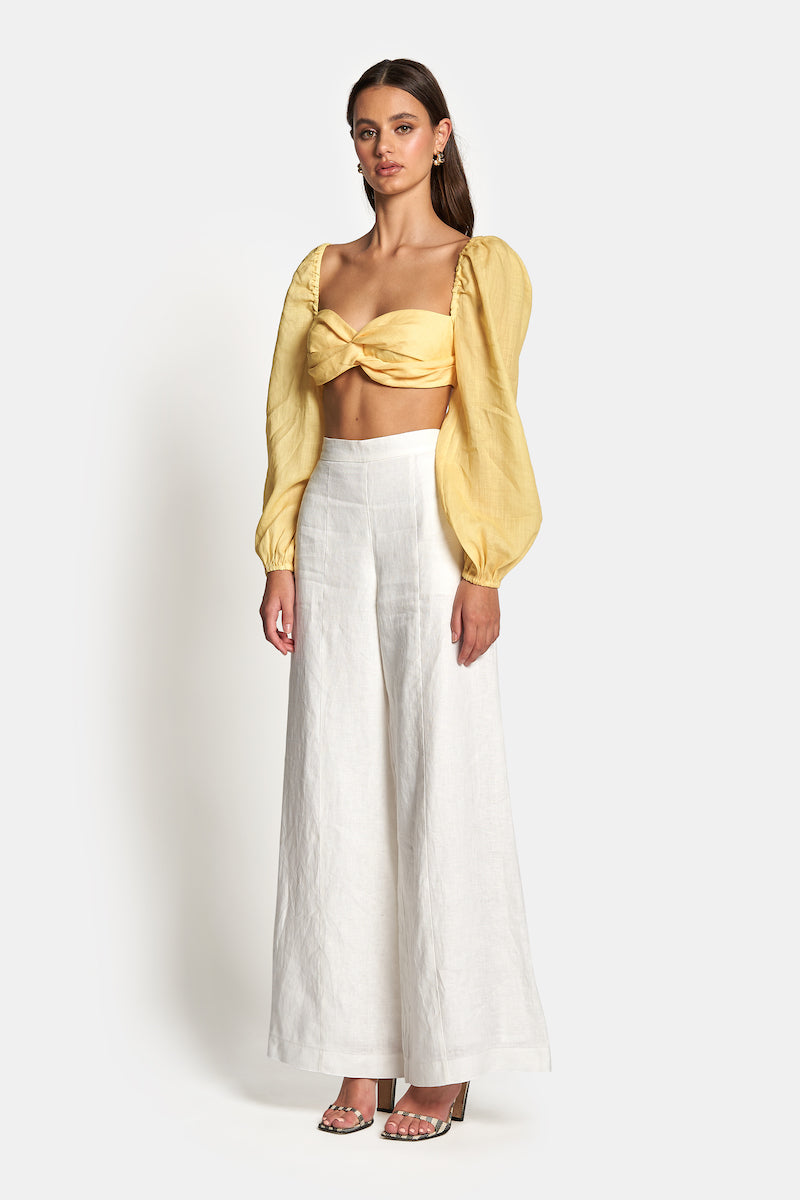 CHARLOTTE TIE BACK CROP TOP - Yellow Shirts & Tops SOFIA The Label 