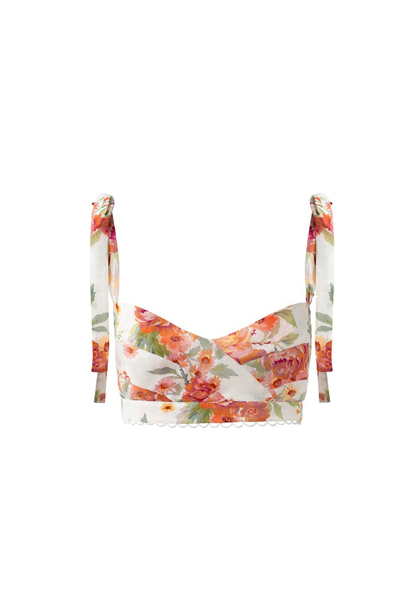 DELILAH SWEETHEART CROP TOP - Sunset Floral Shirts & Tops SOFIA The Label 