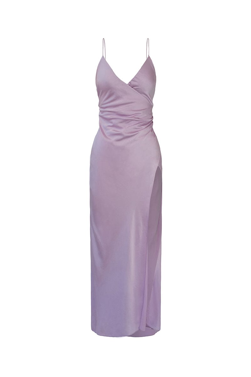 Fsqjgq Short Summer Dresses Female A Line Silk Material Selling Indonesia Wear  Clothing Purple Size Xl 