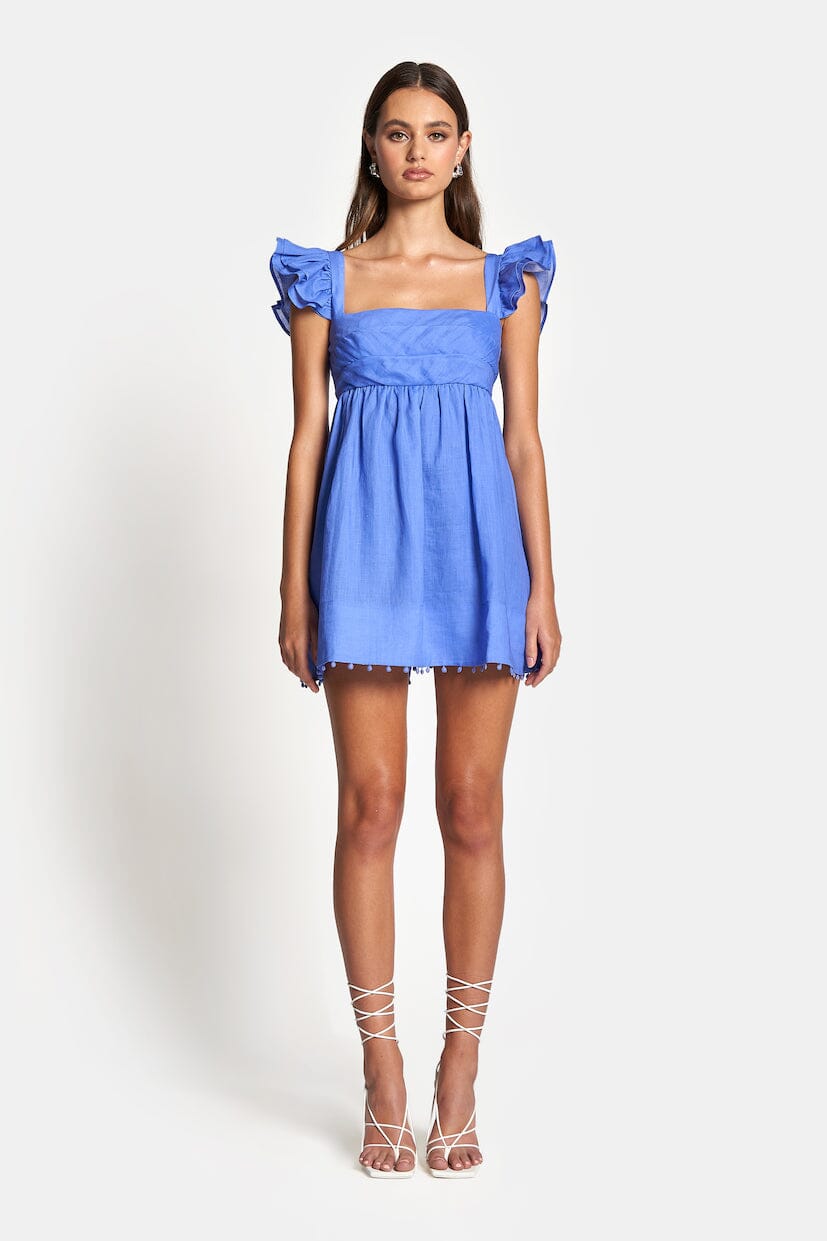 LUNA BABYDOLL FRILL MINI DRESS - Royal Blue Dresses SOFIA The Label 