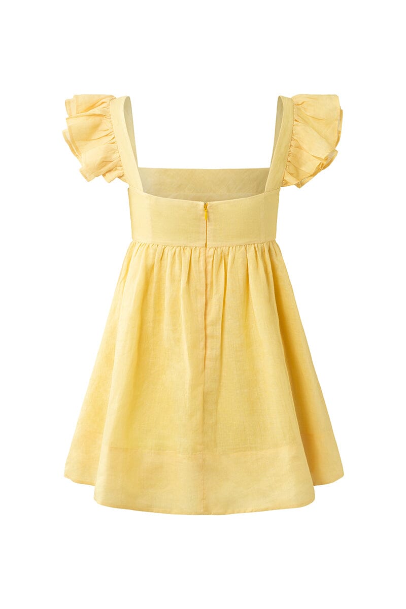 LUNA BABYDOLL FRILL MINI DRESS - Yellow Dresses SOFIA The Label 