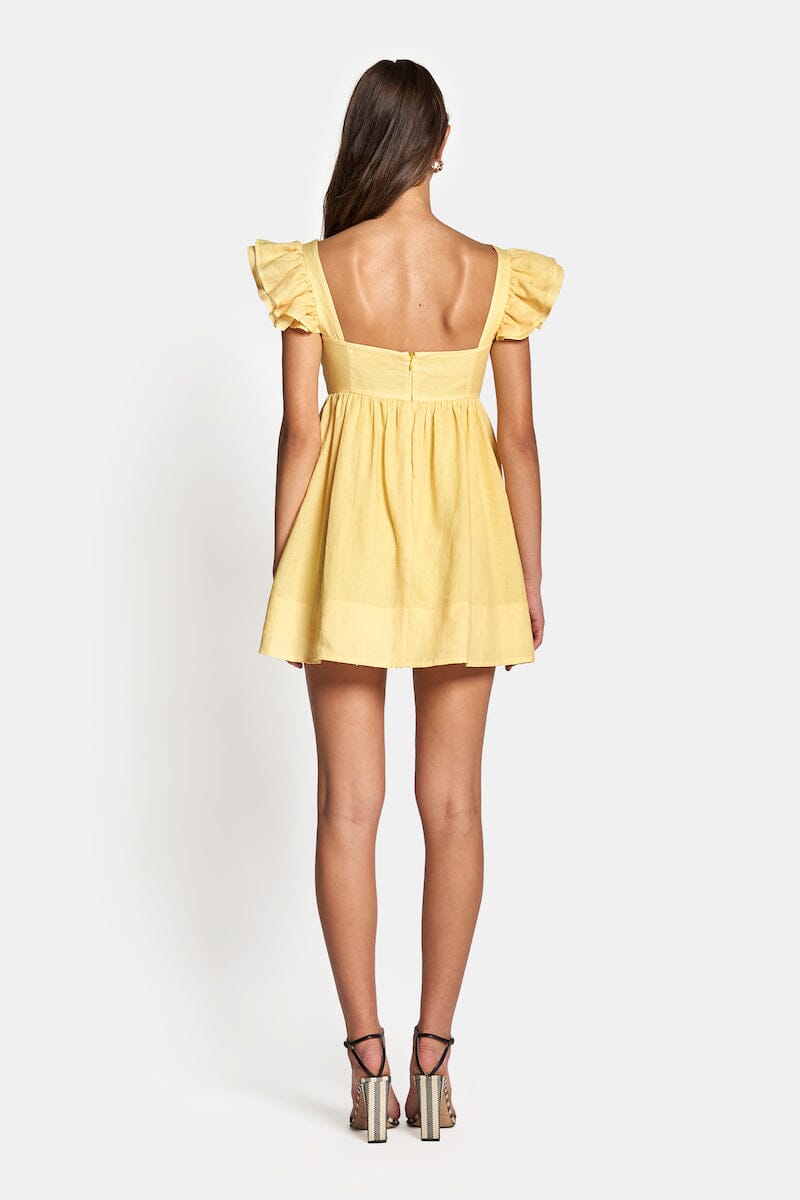 LUNA BABYDOLL FRILL MINI DRESS - Yellow Dresses SOFIA The Label 