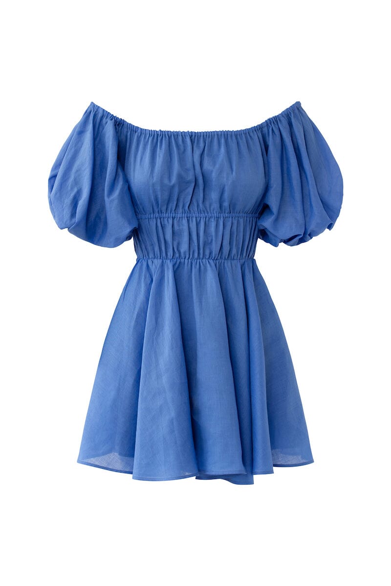 MINA OFF SHOULDER GATHERED MINI DRESS - Royal Blue Dresses SOFIA The Label 