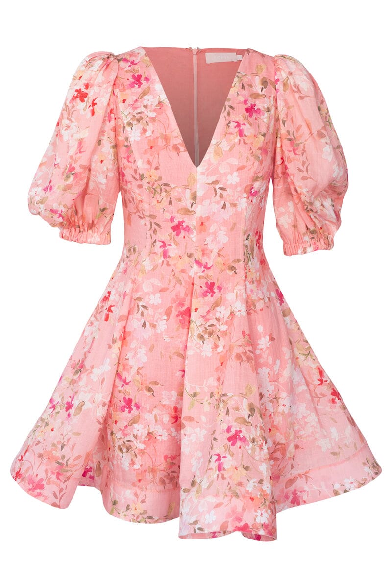 OLIVIA FLOUNCE MINI DRESS - Pink Blossom New SOFIA The Label 