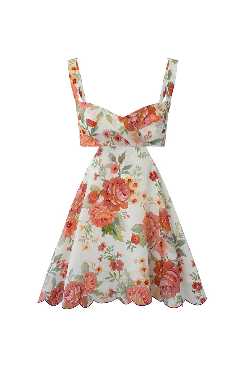 POSY CUT OUT MINI DRESS - Sunset Floral Dresses SOFIA The Label 