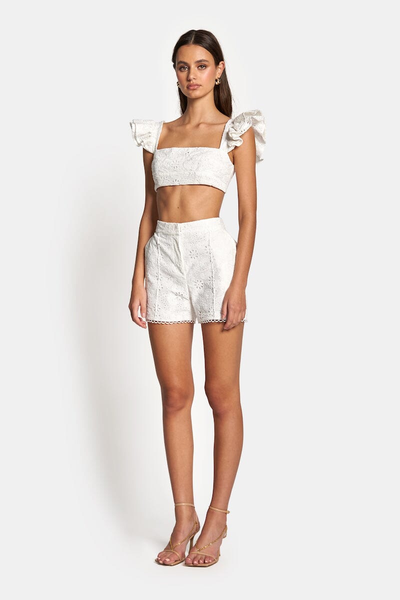 POSY LACE CROP TOP - White Shirts & Tops SOFIA The Label 