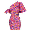 WILLOW RUCHED ONE SHOULDER MINI DRESS - Pink & Violet Floral Dresses SOFIA The Label 